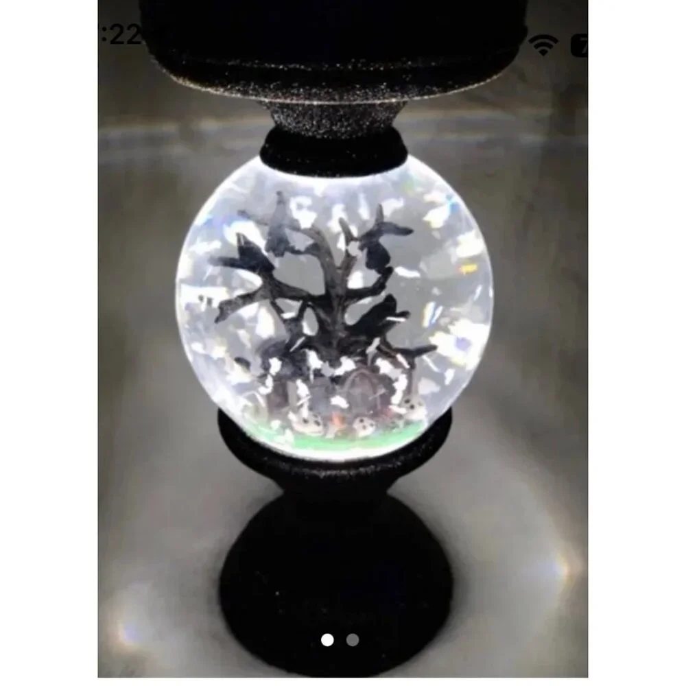Halloween Water Snow Globe 3- Wick Candle Holder Bath & Body Works EUC